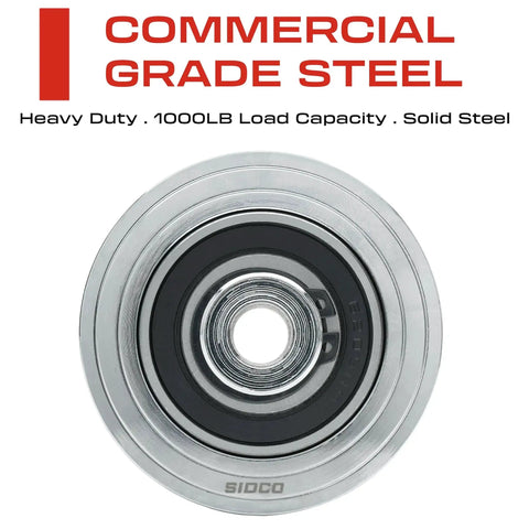 3 Inch V Groove Wheel for Sliding Gates Solid Steel Heavy Duty 1000 Lb Load Capacity with One Half Inch Bore