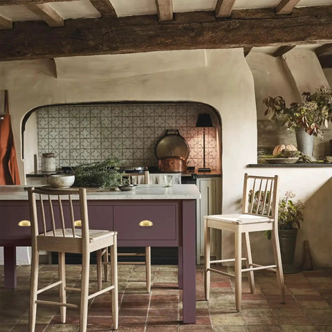 Rustic kitchen with 2-Pack Solid Brass Cup Cabinet Pulls in Brushed Brass Finish on island drawers