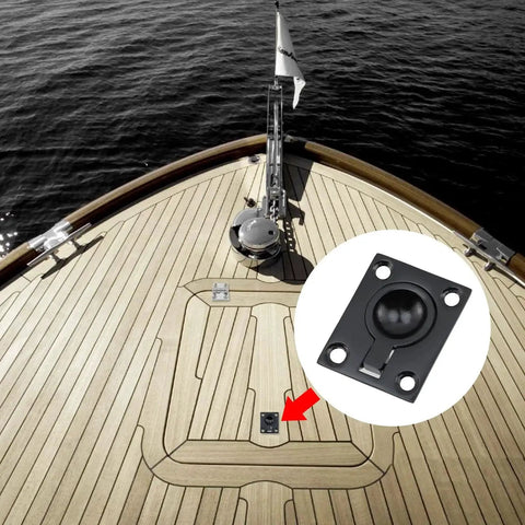 Two-pack boat hatch pull flush lift handles in marine-grade 316 stainless steel with mounting screws for deck hatches