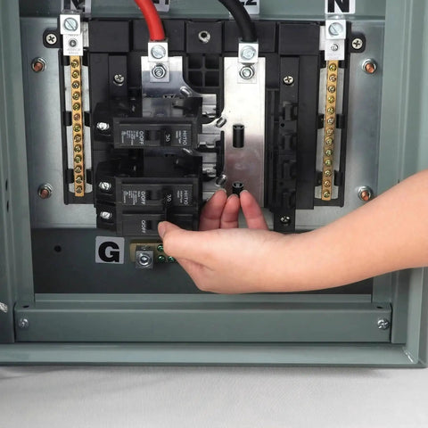 Hand installing 2 Pole 60A Thermal Magnetic Miniature Circuit Breaker Plug In Panel Mount With Tool Free Install And 10KA Breaking Capacity