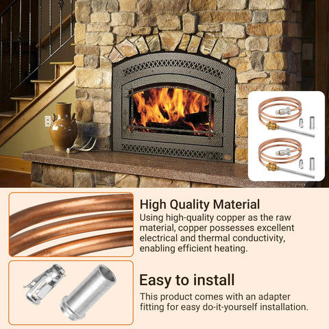 CQ100A1013/U thermocouple replacement kit with two copper 24-inch tubes and adapters for 30 mV pilot burners.