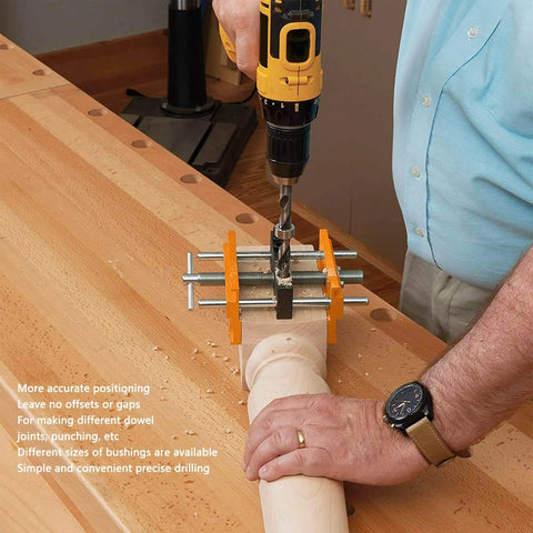 Self Centering Doweling Jig With Aluminum Alloy Guide Bushings For Precise Woodworking Joints And Furniture Assembly, 64mm Wide