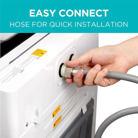 Connecting drain hose to Portable Washer 3 Cu Ft, 6 Cycles, LED, Transparent Lid, Drain Hose Included, close-up view.