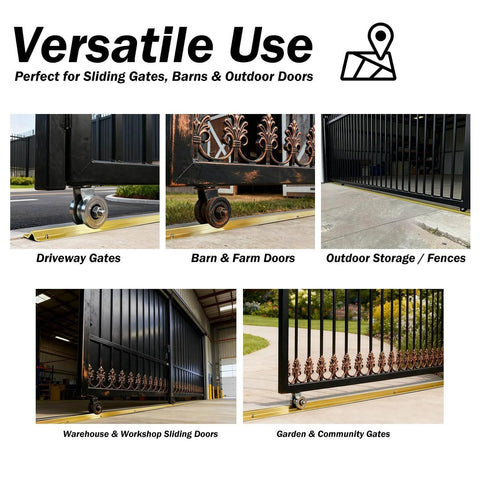 Versatile sliding gates with 48 Ft Heavy Duty Galvanized Steel Inverted V Groove Track for driveways and industrial use.