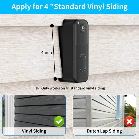 Vinyl Siding Mount For All New 2nd Gen Video Doorbell Camera, Adjustable Corner Wedge Kit For 4 Inch Standard Vinyl Siding, Black