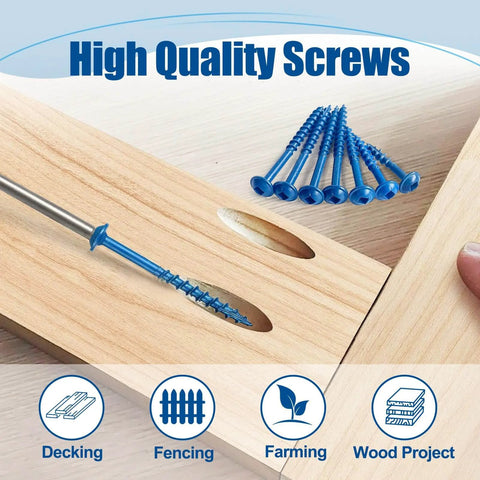Exterior Pocket Hole Screws 8 By 1-1/4 Inch Coarse Thread Square Drive Washer Head Blue Coated Wood Screws 300 Count in use