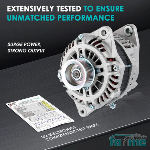 130A 12V Replacement Car Alternator For Nissan Altima 2007-2010 Murano 2009-2014 Maxima 2009-2010 Quest 2011-2017 V6 3.5L displayed with test sheet