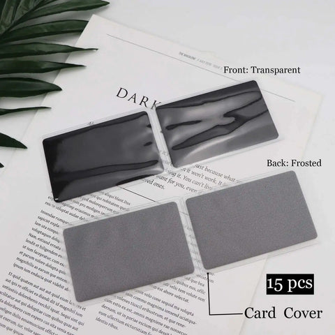 Pro Grade Thick Black Anodized Aluminum Business Cards 86x54mm 0.8mm Thick Set Of 15 With Frosted Protector Sleeves on paper layout