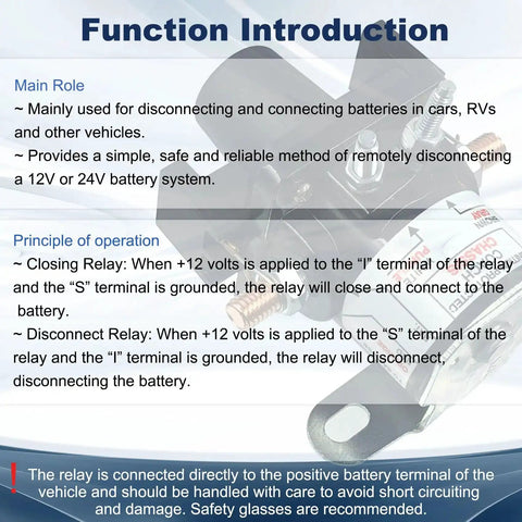 12V 100 Amp Battery Disconnect Latching Relay For RV And Automobile Battery Isolation Solenoid Replacement 01-00055-000 diagram