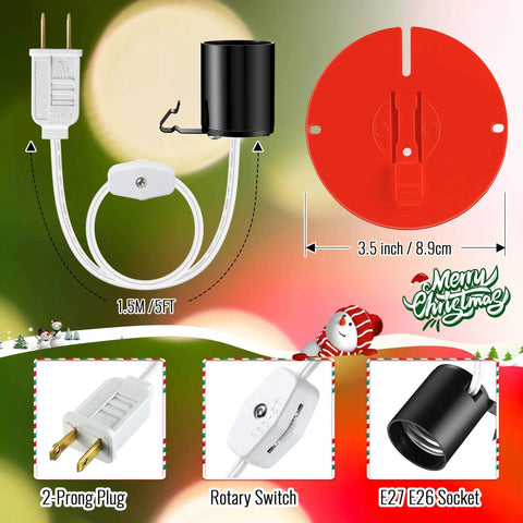 Replacement Blow Mold Light Kit For MB48 With Switch E26 E27 Medium Base Single Light Cord Kit Does Not Include Bulb Red Plate