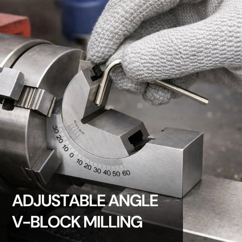 Adjustable Angle V Block Milling Gauge Set Pro Grade Stainless Steel Micro High Precision Setup with Wrench on Lathe