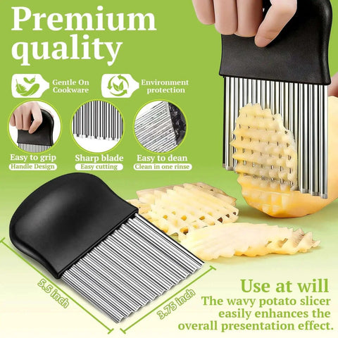 Crinkle Cutter for Potatoes and Veggies That Delivers Fun Grab-and-Go Crinkle Fries, Sharp French Fry Cutter With 304 Stainless Steel Blade