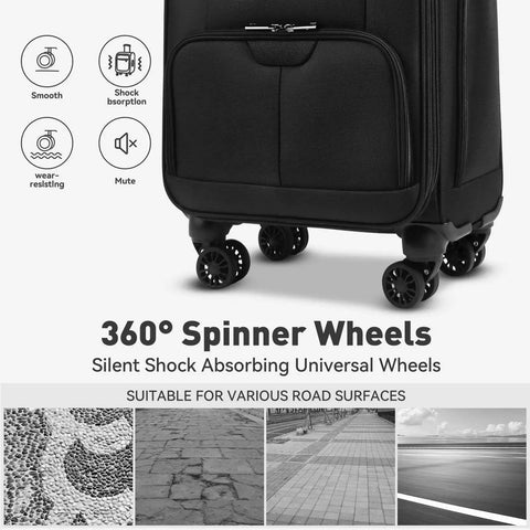 Underseat Carry On Luggage With Wheels Soft Side 16 Inch Travel Bag For Airlines Lightweight Spinner Wheels TIAWOLT