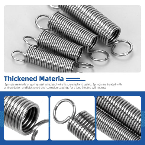 Extension springs with double hooks, stainless steel, 96pcs in 15 sizes for machinery and industrial use