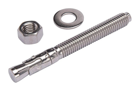 Bolt Dropper 1/2 Inch By 4-1/2 Inch Wedge Anchor 5 Piece Set with Stainless Steel Washer and Nut for Concrete and Marine Use