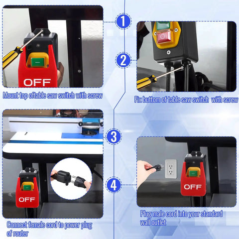 Installation steps for Single Phase On Off Switch With Large Stop Sign Paddle, 120V Router Table Switch For Fast Power Off, Hands Free Safety