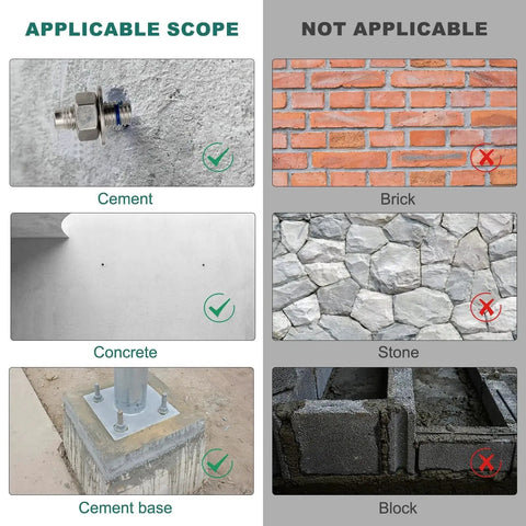 Three Eighths Inch By Three And Three Quarters Inch Concrete Anchors 25 Pack Stainless Steel Wedge Bolts applicable on cement walls and bases