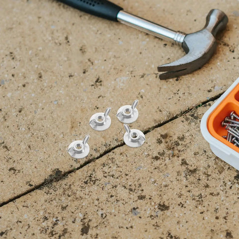 20 Pack Hurricane Shutter Wing Nuts 1/4-20 With Washer Base For Quick Release Storm Panels on concrete with hammer and screws