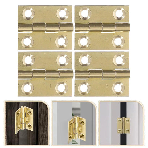 Foldable Brass Cabinet Door Hinges for Kitchens and Closets Small Door Hardware Thickened Design for Smooth Operation