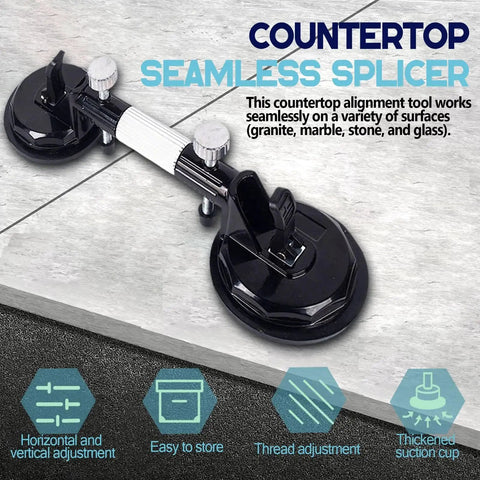 Laminate Floor Gap Repair Tool With Vacuum Suction Cups And Granite Seam Setter on countertop