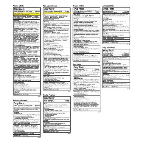 Detailed drug facts for OSHA And ANSI Compliant First Aid Kit For 50 People, 250 Pieces, Compact Portable Medical Supply Kit