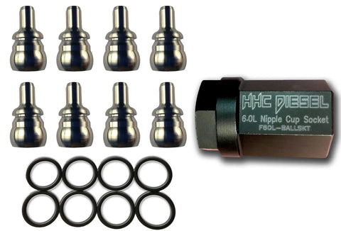 Ford 6.0L Nipple Cup Master Kit Leakproof Deflector Set with 8 Nipple Cups, 8 Viton Seals, and Deflection Socket
