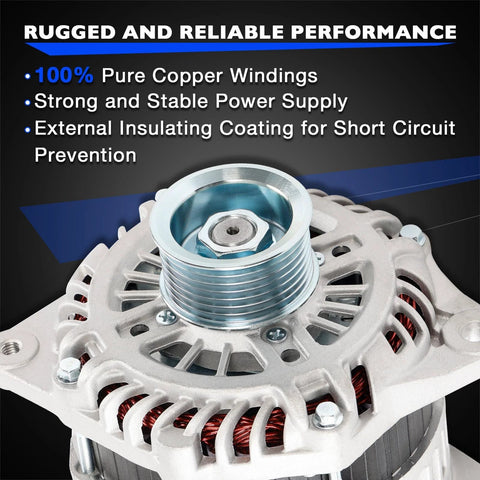 Drop In 12V 150A Alternator Replacement For Murano 2015 2017 Pathfinder 2013 2017 Infiniti QX60 2014 2016 JX35 2013 close-up view