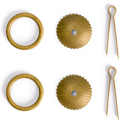 Solid Brass Ring Pulls Set Of 2 For Drawers And Cabinets, 2.4 Inch Overall With Ring Pull 1.7 Inch Wide, Includes Radial Washers