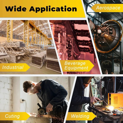 Collage of industrial and marine applications with a focus on cutting and welding, featuring Premium 316 Stainless Steel Tube Three Quarters Inch Outer Diameter Twelve Inch Length Round Straight Pipe For Marine And Industrial Use Durable Corrosion Resistant Metal Tubing Two Piece Set VALVENTO.