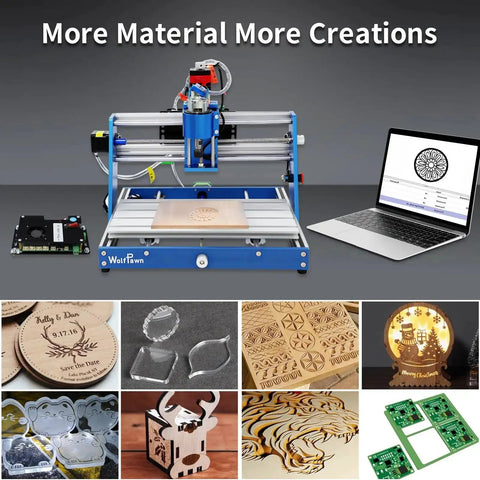 All Metal 3 Axis CNC Router Kit With Emergency Stop for Wood Plastic PCB Acrylic PVC Engraving, 300x180x60mm Working Area