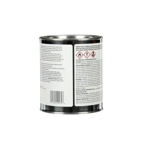 Neoprene contact adhesive 1 quart can, light yellow, solvent-based sprayable laminating adhesive, back label view