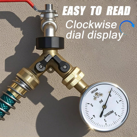 BPSSDI 0-5 psi low pressure gauge with 304 stainless steel case, 2.5in dial, 1/4in NPT lower mount on brass manifold