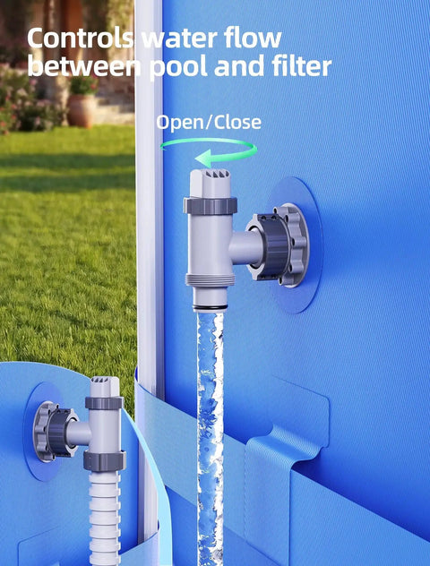 Above Ground Pool Inlet And Return Replacement Kit With Plunger Valve And 1.5 Inch Outlet Strainer Connector