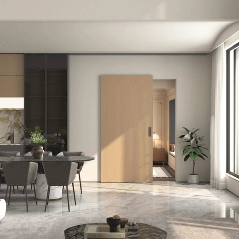 Concealed Barn Door Hardware Kit With Soft Close, Invisible Wall Mount Aluminum Track For Smooth Hidden Sliding in modern room