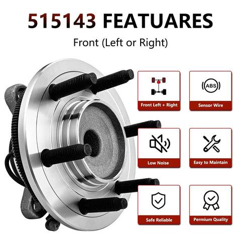 2WD Front Wheel Hub Bearing Replacement for 2011 2012 2013 2014 Ford F 150 Expedition Navigator Front Wheel Hub Assembly Direct Fit Premium QA Tested Now, featuring low noise and ABS sensor wire.