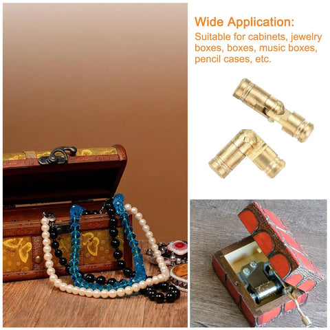 Invisible Brass Barrel Hinges For DIY Keepsake Boxes And Cabinets, 18 Pack Concealed Hinges 25x5mm shown installed on a jewelry box.