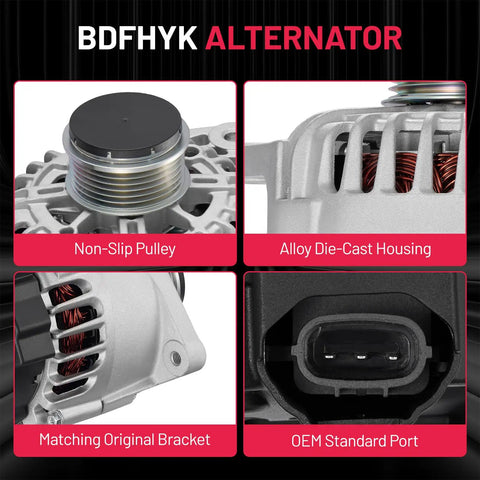 High Output Alternator For Kia Rio 2014-2016 1.6L Forte Koup Forte5 2014-2016 1.6L Veloster 2013-2016 1.6L L4 Replacement OE 373002B760 37300-2B760 Plug And Play