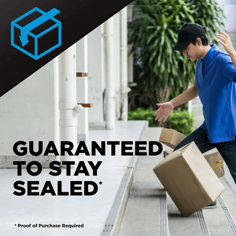 Delivery worker dropping a sealed box, illustrating Shipping Packing Tape 2 Rolls with Heavy Duty Dispenser durability.