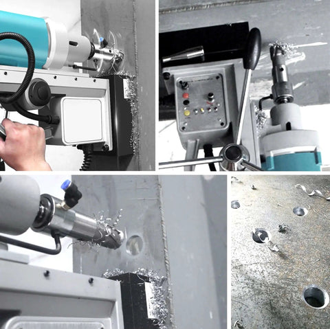 High Performance TCT Carbide Annular Cutter For Magnetic Drill Press With 2-9/16 Inch Cutting Diameter And 2 Inch Depth Of Cut, 3/4 Inch Weldon Shank Built To Cut Carbon Steel Stainless Steel Aluminum And More installed on drill press cutting metal