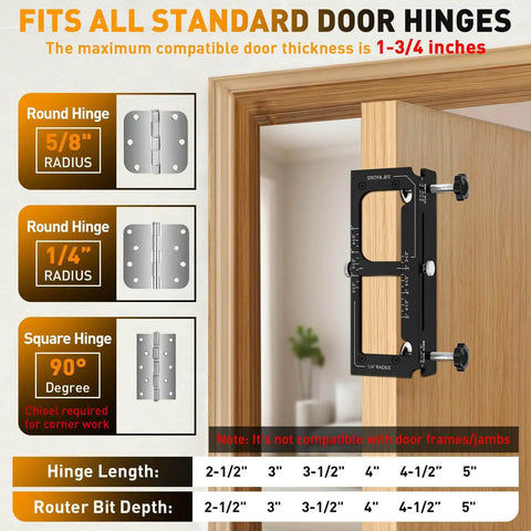 Door Hinge Router Jig For Precise Mortises In Woodworking Aluminum 6061 Template Kit Fits Two Point Five To Five Inch Hinges