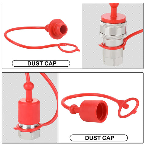 ANCIMOON 1/2'' Ag ISO 5675 Poppet Pioneer hydraulic quick-connect coupler with red dust caps