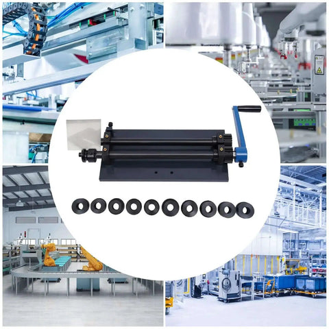 Heavy Duty Sheet Metal Bead Roller With RM12 Manual Gear Drive, 12 Inch Bead Roller Bending Machine, includes 6 dies set shown in factory