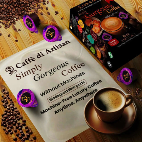 Liquid Coffee Pods For Cold Brew Iced Coffee Or Hot Coffee No Machine Required Eco Friendly Single Serve Coffee Pods With Rich Arabica Dark Roast And Frother Ready In Seconds 24 Count packaging and cup of coffee