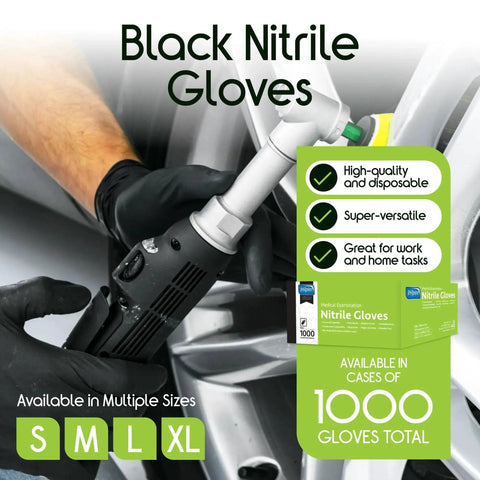 Disposable Black Nitrile Gloves Latex Free For Food Prep And Medical Use, holding tool with glove box packaging