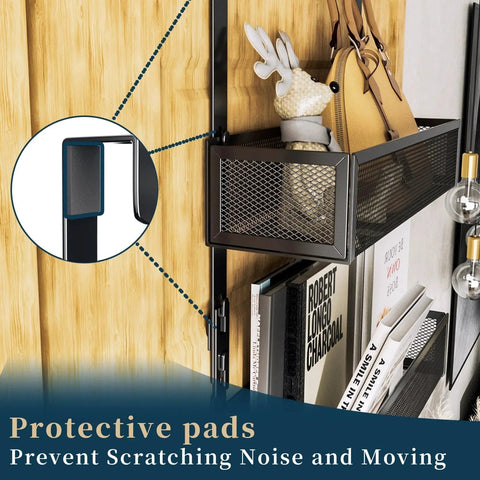Over The Door Organizer With Nine Coat Hooks And Two Mesh Baskets For Towels And Small Essentials, protective pads detail