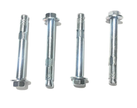 Concrete Sleeve Anchors With Nuts And Washers, Zinc Plated Steel Hex Head, 5/16 Inch By 2.5 Inch, 4 Pack
