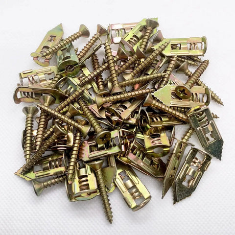 50 pcs self-drilling drywall anchors with screws kit heavy duty zinc plated steel 0.47x1.18 inch no drill needed