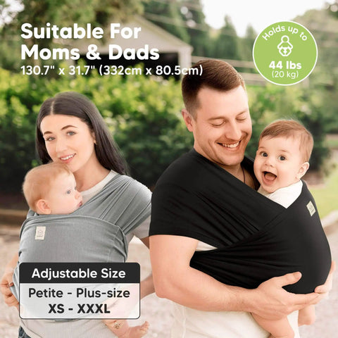 Parents using D Lite Baby Wrap Carrier Ring Sling For Newborn To Toddler with ergonomic comfort and breathable fabric outdoors.