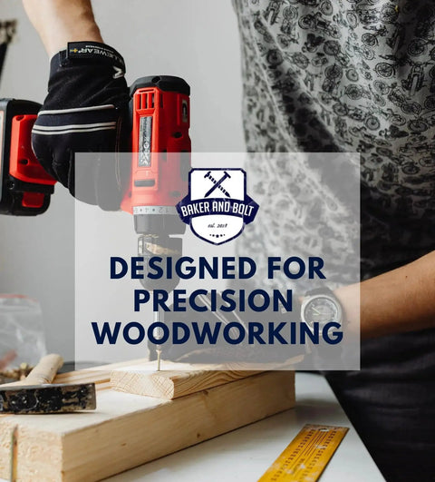Person using drill with Extra Long 12 Inch Brad Point Drill Bit Set For Wood With Titanium Coated High Speed Steel Bits
