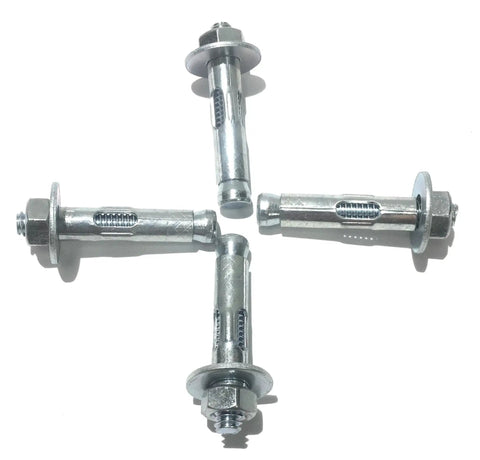 Image of Sleeve Anchors With Nuts And Washers, Zinc Plated Steel, Hex Head, Five Sixteenth Inch By One And A Half Inch Long, Four Pack